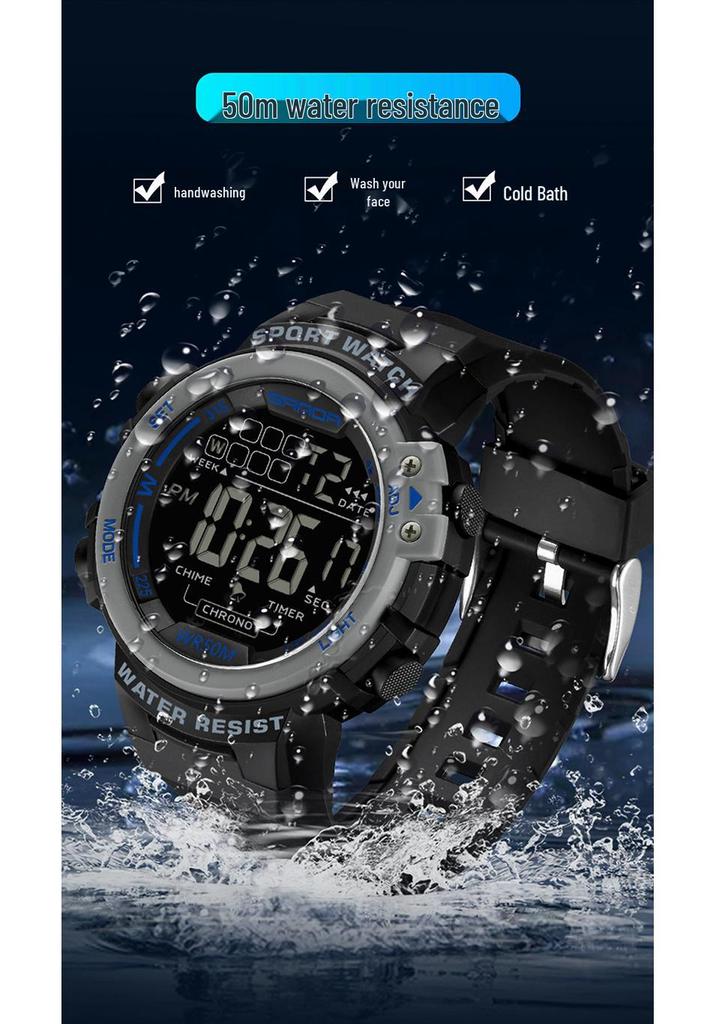 Sanda Luminous Waterproof Sports Watch: Multifunctional Alarm Clock Wristwatch for Men and Women