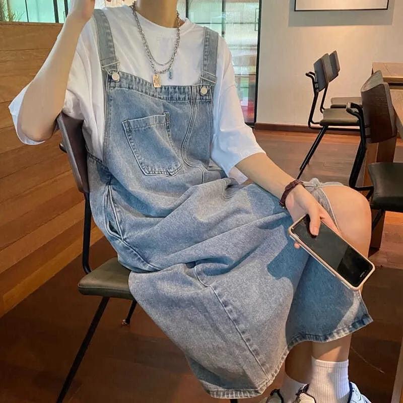 Frühling Sommer Denim Overall Kleid Frauen Ärmellose Jeans Kleider Mode Weibliche Solide Slip Casual Lose Spaghetti Strap Kleider