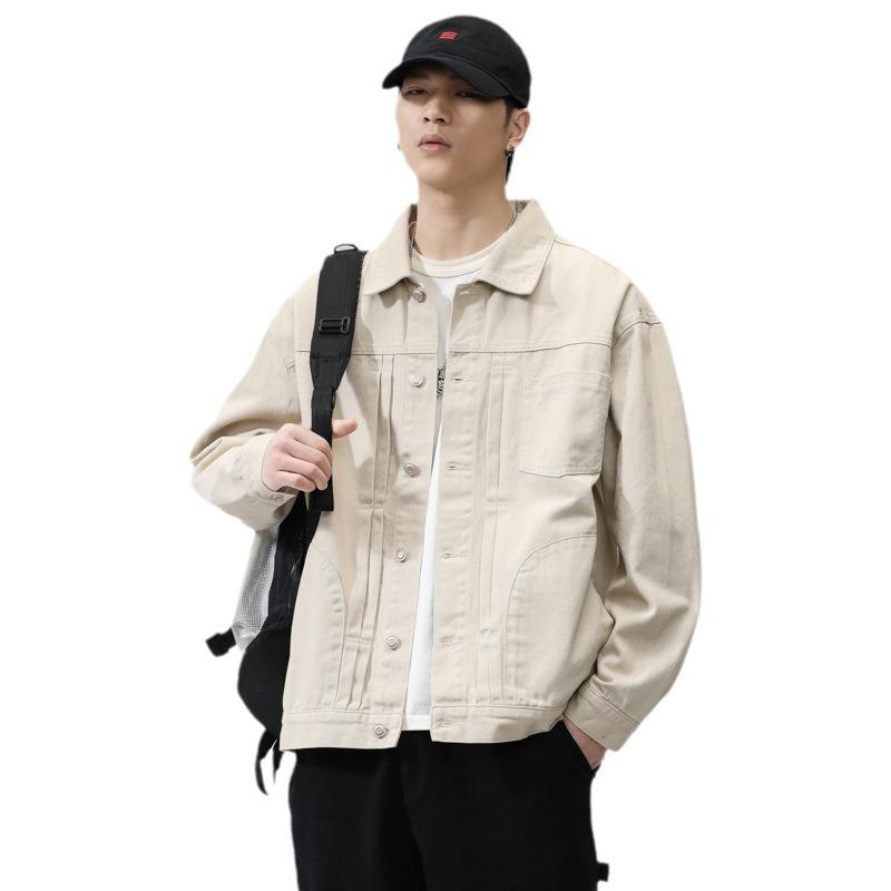 Denim Jacket Men's New Spring Fashion Brand Hong Kong Wind Trend Cargo Loose Casual Coat Fashion Everything Top