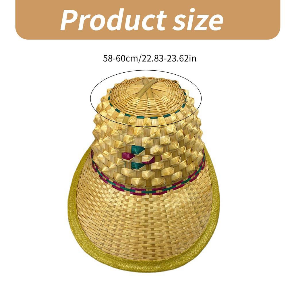 Bamboo Woven Safety Hat Construction Helmet Beanie Rattan Hat Fishing Hat for Men Fishing Gardening