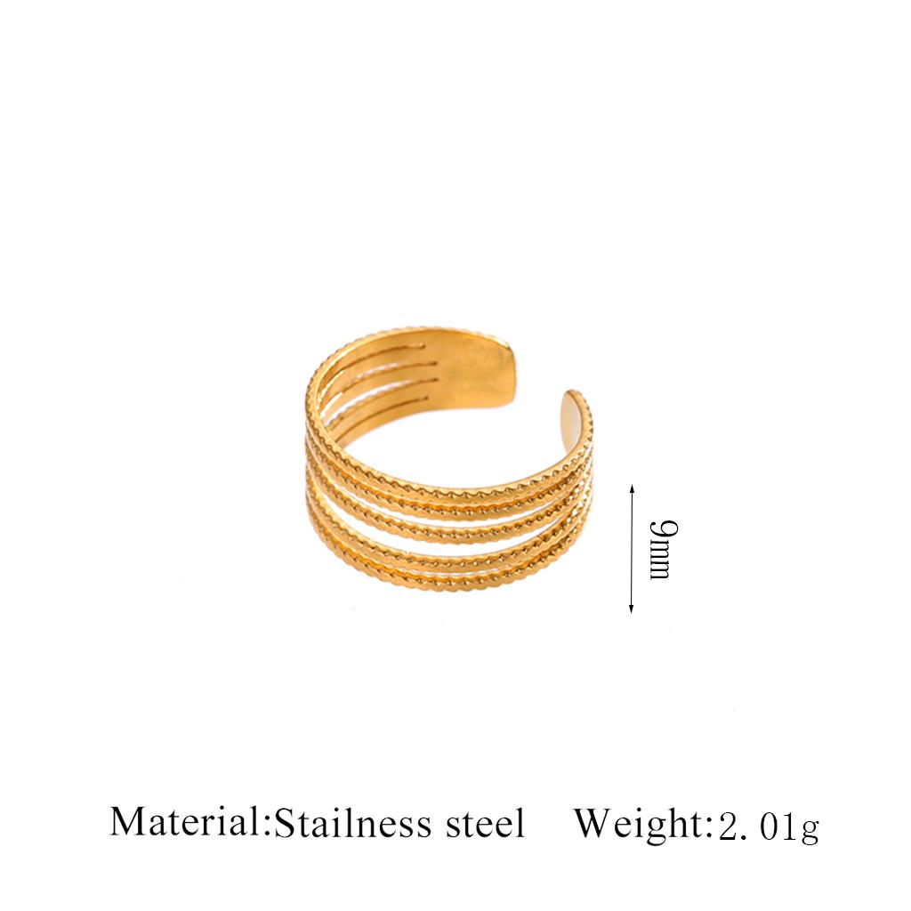 

GIOIO Геометрические кольца с текстурой из нержавеющей стали для женщин, открытое регулируемое кольцо на палец, модная минималистичная винтажная бижутерия для женщин resizable