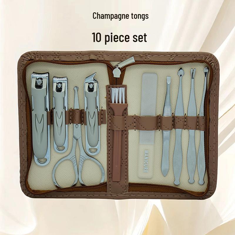 Portable 10-Piece Manicure & Pedicure Nail Clipper Set - Ideal for Home Use, Beauty Care & Gifts