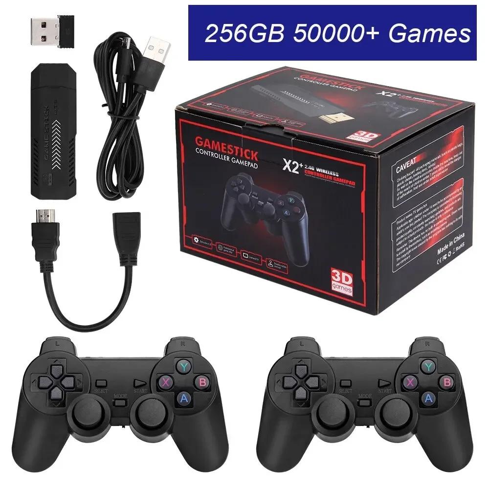 X2 Plus 256G 50000 Game GD10 Pro 4K Game Stick 3D HD Retro Video Game Console Wireless Controller TV 50 Emulator For PS1 N64 DC