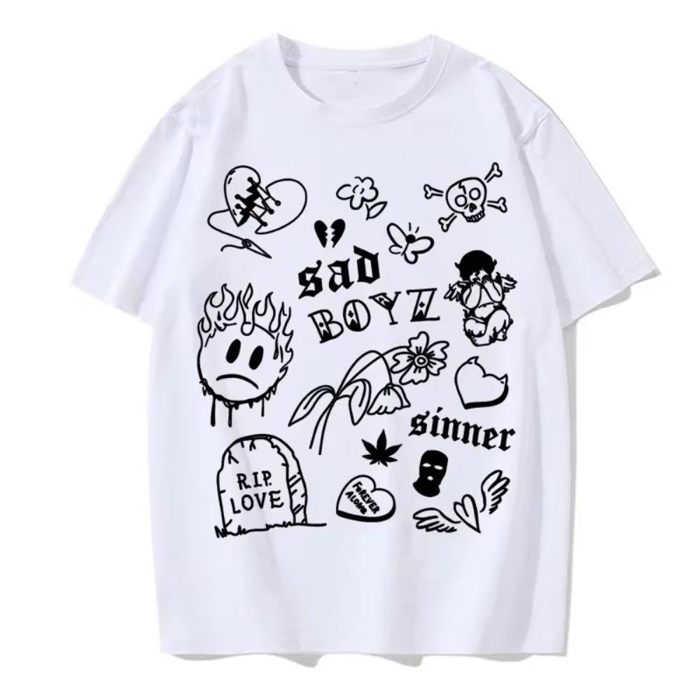 Men's Summer T-shirt Fun Graffiti Fashion Casual Hip Hop Street Style Round Neck T-shirt Men's Short Sleeves