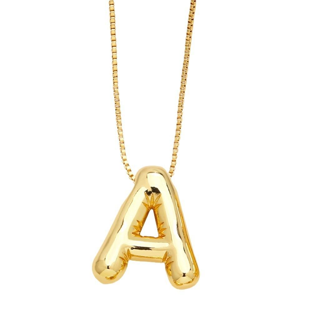 18K Gold-Plated Smooth Letter Pendant Necklace - Unique & Versatile Design