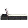 Sun Lounger with Floating Cushion Black Poly Rattan
