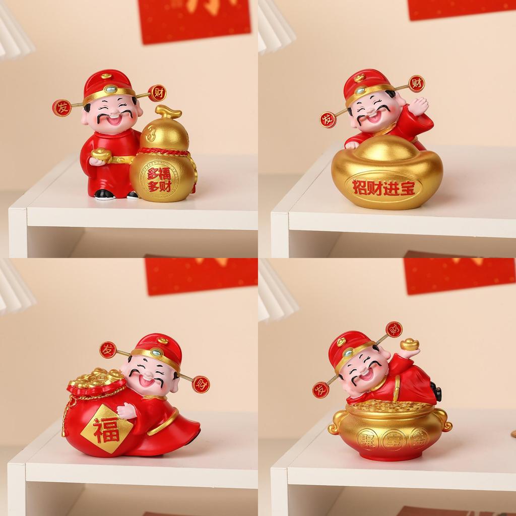 Feng Shui Wealth God Resin Decor With Handpainted Craft For Home Or Office
