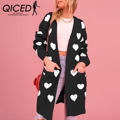 Winter Valentine's Day Love Knitted Mid-length Large-size Sweater Coat Woman