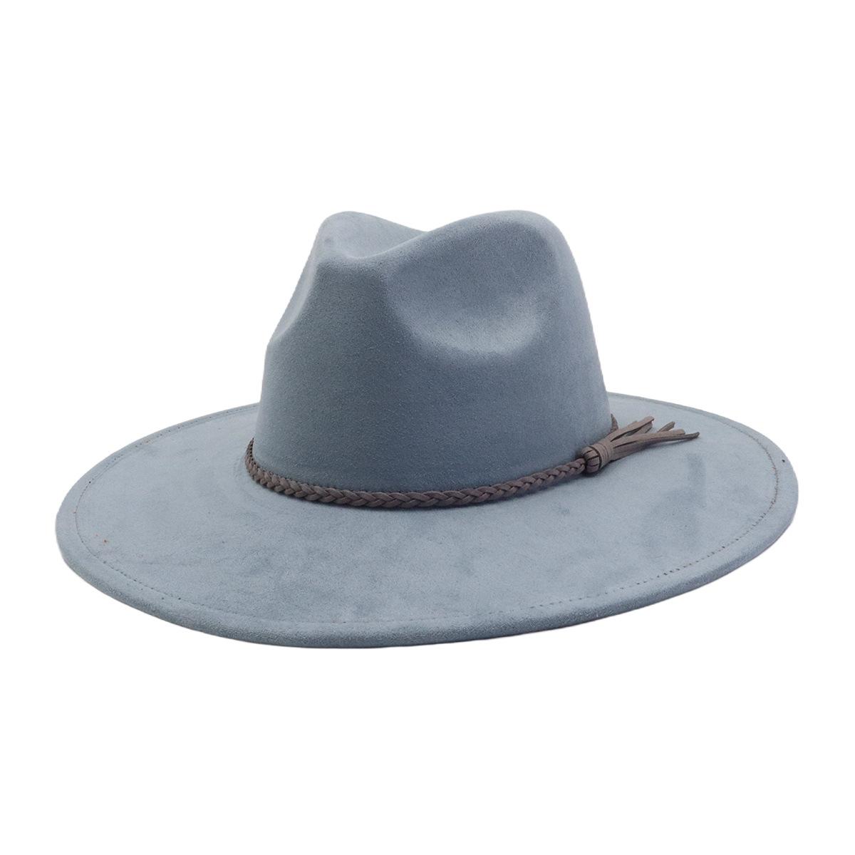 Unisex Suède Vilt Fedora Hoed Brede Rand Platte Rand Elegante Klassieke Herenhoed M 56-58cm gray