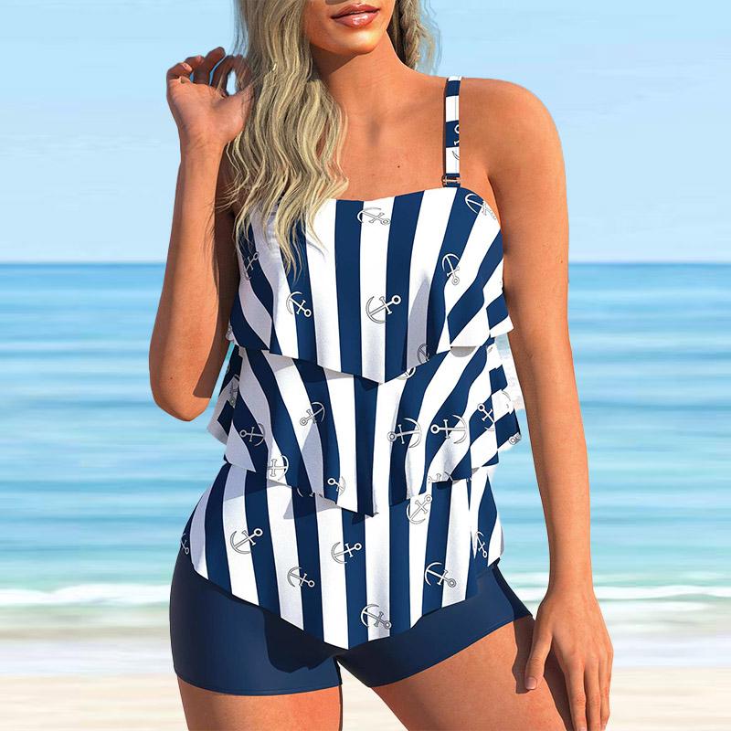 

Женские купальники танкини, купальник из 2 предметов, разноцветные морские звезды с принтом в виде ракушек, купальные костюмы для отдыха 6XL