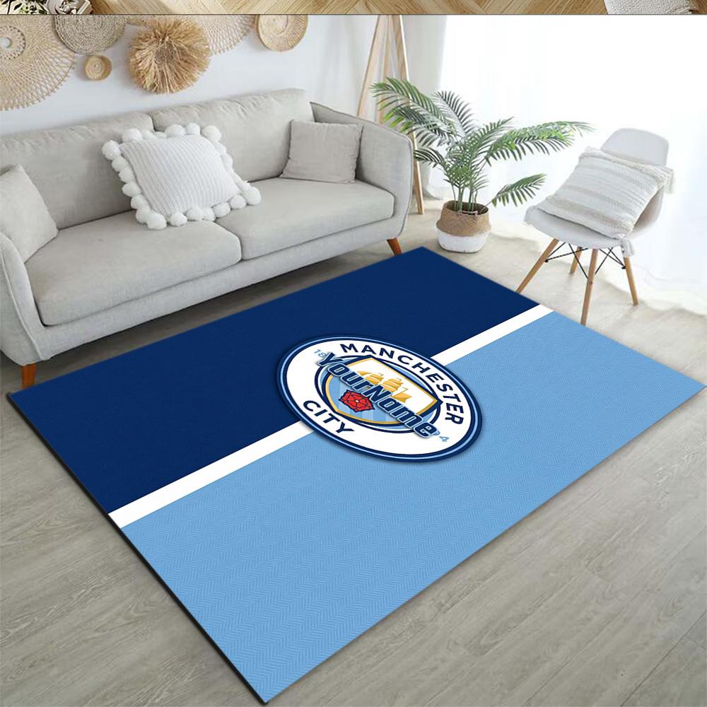 Manchester City Personalized Text Area Rug Perfect for Balcony Playrooms Study Room Kitchen Antislip Carpet Decorate Offices Gift for Festivals