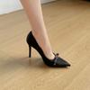 New models are not tired of high heels, sexy temperament, pointed head, thin heel bow, high-end sense, beautiful single shoes