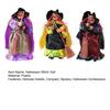 Halloween Witch Doll Standing Witch Figure Holding Broomstick Desktop Spooky Witch Figurine for Halloween Party Mantel Dining Table Decor