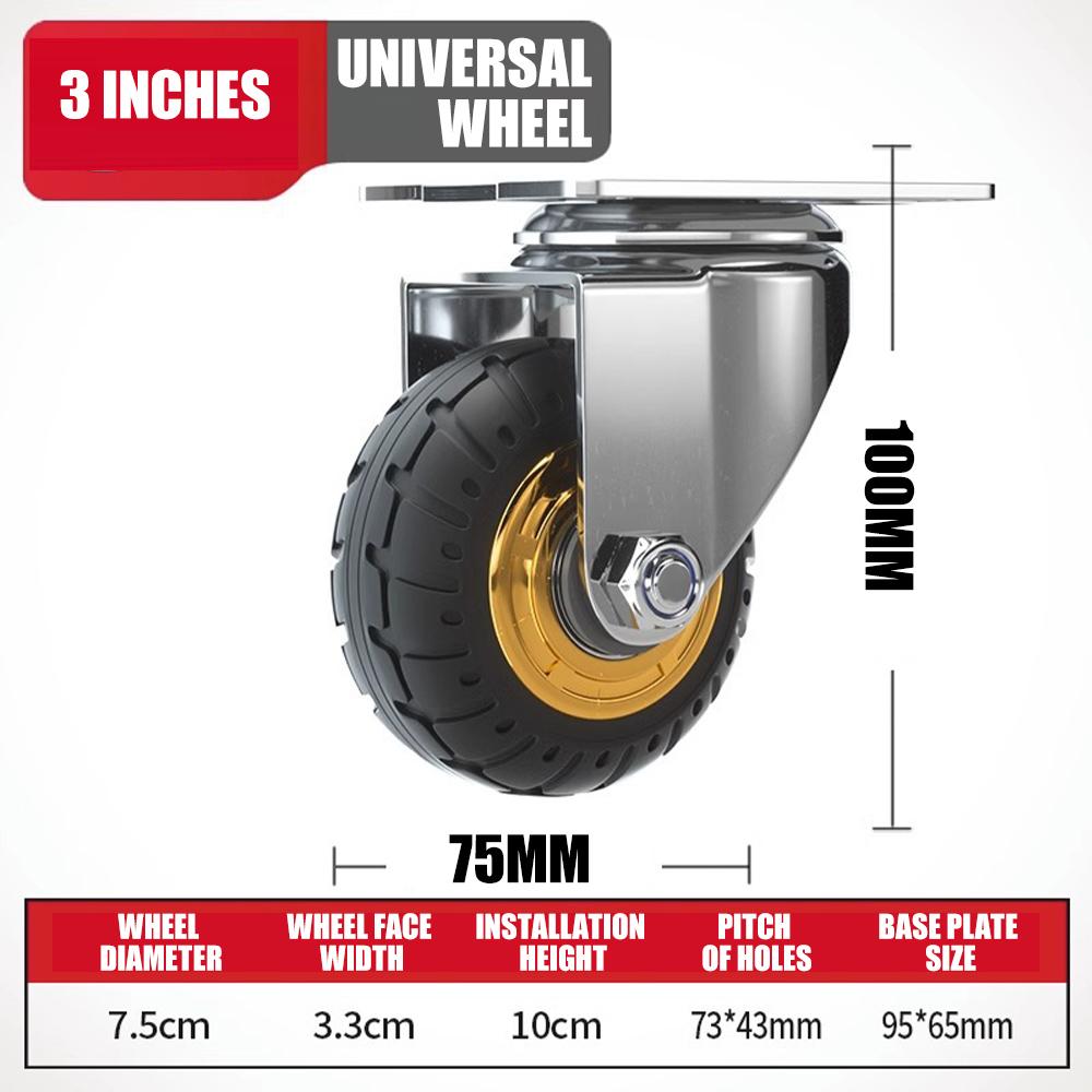 

1 шт. 3/4/5 дюймов Универсальное бесшумное колесо Мягкий эластичный резиновый ролик для тележек большой грузоподъемности, помощник для перемещения мебели