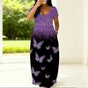 Plus Size Round Neck Short Sleeve Tunic Airy Dress For Summer Outdoor Stroll