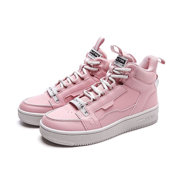 Anta High-Top Casual Skate Shoes Women Sneakers Rubber-Pink 922018060-3