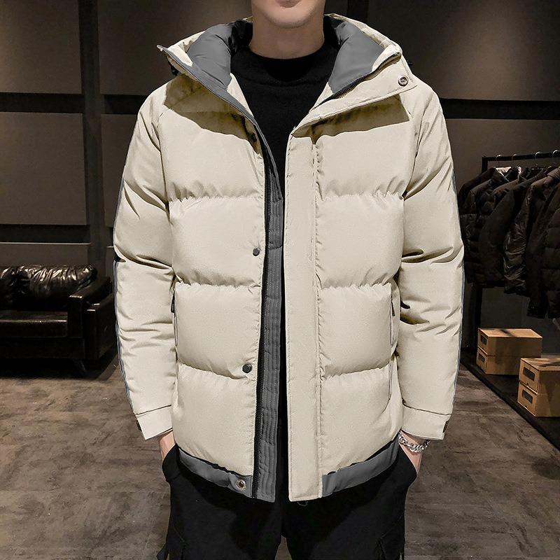 

Padded clothes men s winter new hooded striped thickened padded jacket trendy bread clothes padded clothes jacket men 4XL