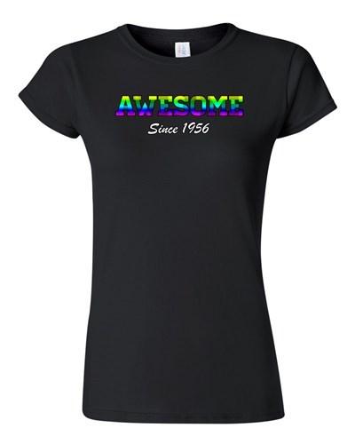 Junior Awesome Since 1956 Colorful Happy Birthday Gifts Funny DT T-Shirt Tee Unisex T-Shirt S