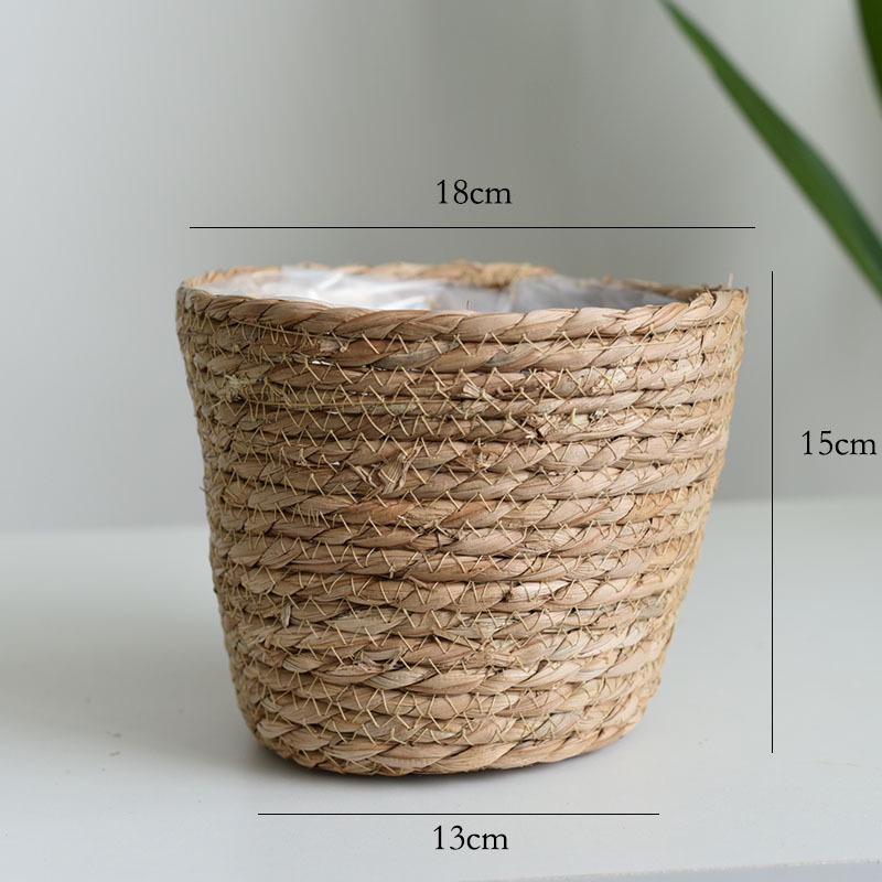 Creative Straw Woven Flower Basket for Green Plants - Living Room or Balcony Decoration