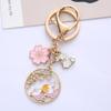 Cute Cartoon Rabbit Keychain Pendant with Floral Design