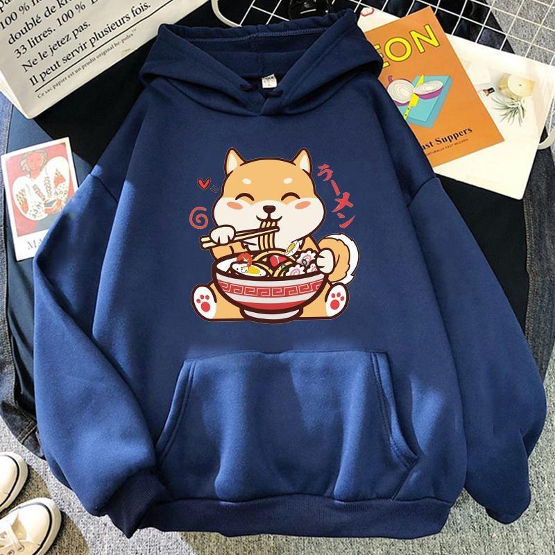 New Cute Shiba Inu Ramen Printed Pullover Fashion Women Men Hoodies Long Sleeve Casual Hooded Sweatshirt
