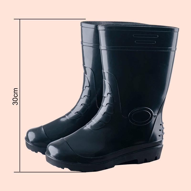 Rain Shoes Men's Medium Tube Waterproof Rain Boots Growing Vegetables Field Work Shoes Sanitation Workers Work Rain Boots Soft Sole Once PVC
