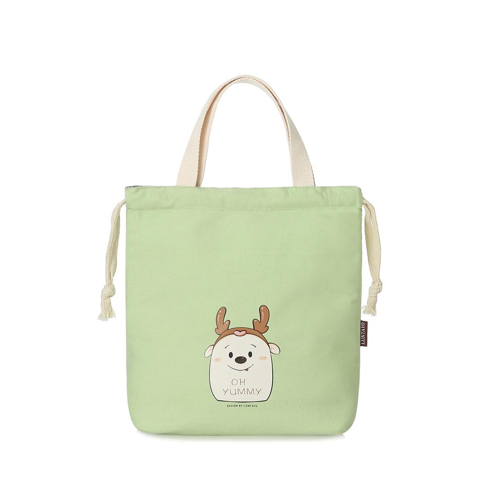 Lunch Bento Tote Pouch Reusable Small Cute Lunch Bag with Drawstring Suitable for Girls Adults Women Work Beach Camping Picnic