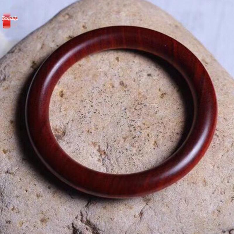 Ethnic Style Wenwan Jewelry - Blood Sandalwood, Green Sandalwood, Ebony, Rosewood, and Agarwood Thin Bangle Bracelet (0.8 Round Bar).