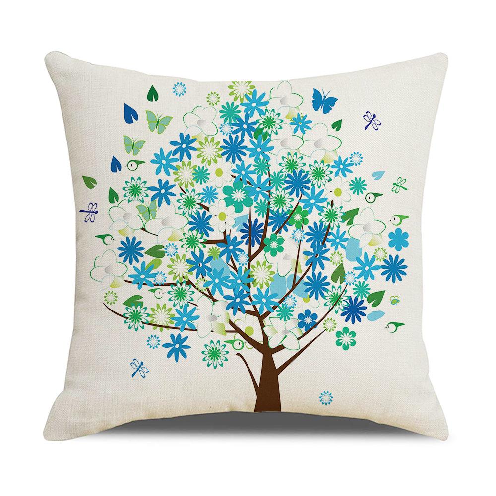 New Household Products Oil Painting Love Tree Linen Pillowcase Gift Sofa Bedroom Cushion Waist Pillowcase
