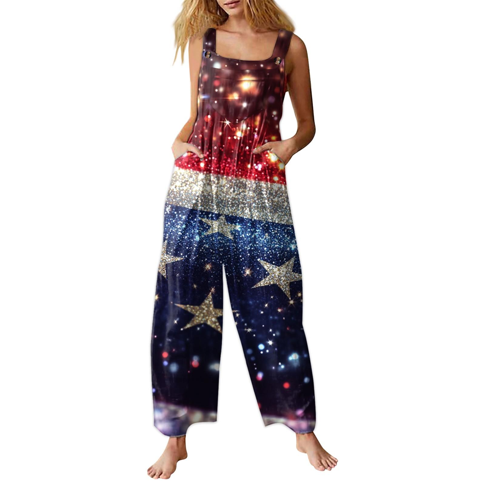 

Женский комбинезон с принтом, повседневный свободный комбинезон XXL синий