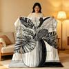 Art B-Black a-and W-White Floral Throw High-Density Short Plush Blanket Soft Skin-Friendly for Sofa Nap Air-Conditioned Room