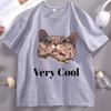 Gumbus Very Cool TShirt for Unisex Women Elastic Casual Short Sleeve Tshirt Cotton Printed Cute Cat T Shirt Oversized Streetwear