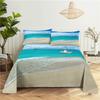 Seaside Scenery 0.9/1.2/1.5/1.8/2.0m Digital Printing Sturdy Polyester Bed Flat Sheet With Pillowcase Print Pattern Bed Ensemble