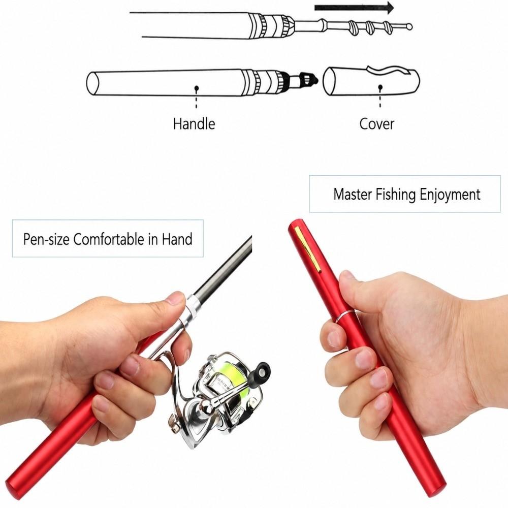 Collapsible Fishing Reel Combo Pen Shape Fishing Rod Set Portable Fishing Pole Kit  For New Anglers