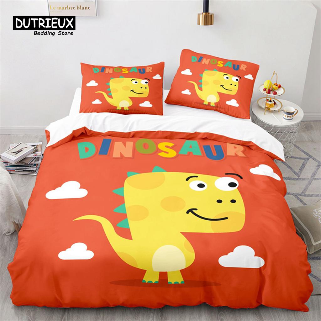 Desene animate dinozaur pilotă capac drăguț animal lenjerie de pat set twin pentru copii băieți fete decor microfibră pilotă capac cu fețe de pernă