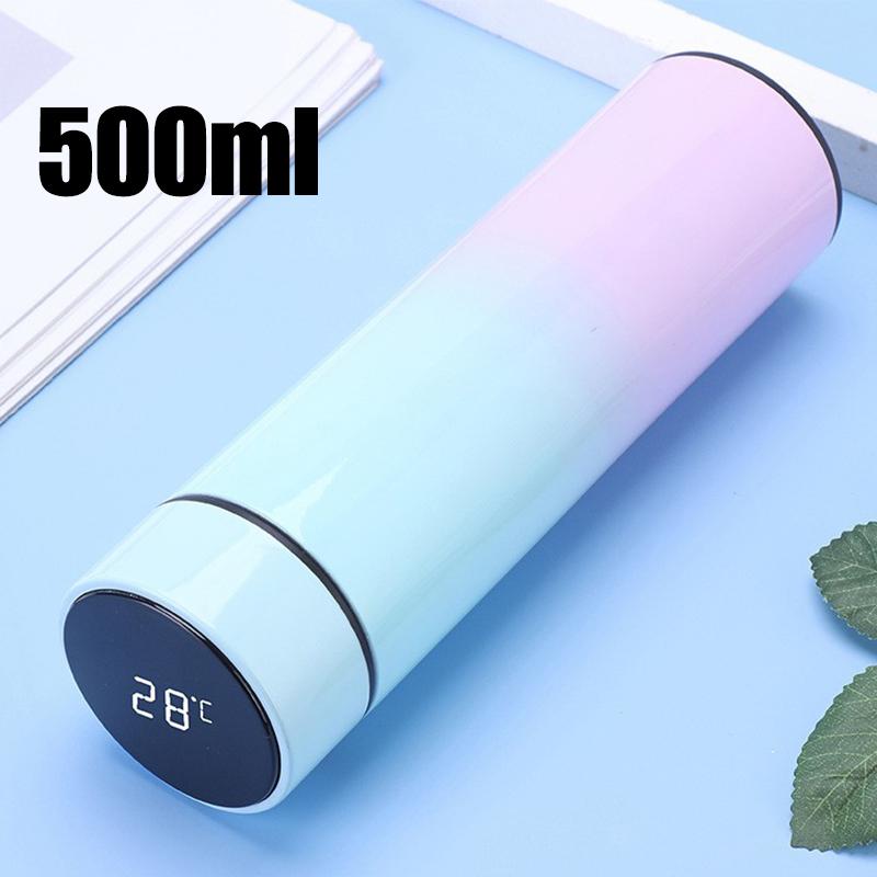 1 bucată 500 ML izolație inteligentă din oțel inoxidabil ceașcă colorată mini termos cană sticla de apă termos cu afișaj digital cu LED