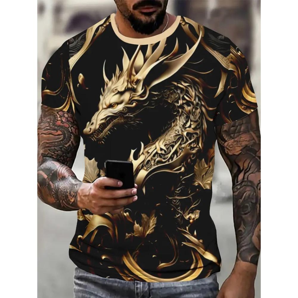 Sommer Herren Freizeit Mode Tier 3D Gedrucktes T-Shirt Locker Atmungsaktiv Übergröße Freizeit Sport Vielseitig Rundhals Kurzarm T-Shirt