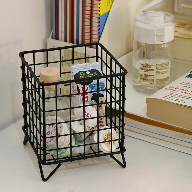 6 Colors Iron Storage Rack Desktop Book Pen Storage Box Large-Capacity Basket Home Office Student Dormitory Sundry Container New
