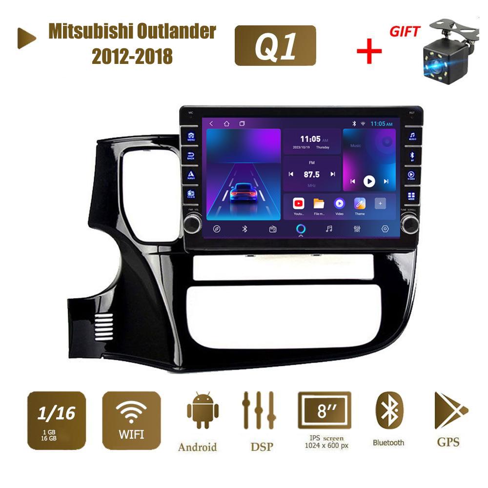 icreative Multimediální video přehrávač Android autorádio pro Mitsubishi Outlander 2012-2018 s knoflíkem WiFi BT 2 Din 1+16GB