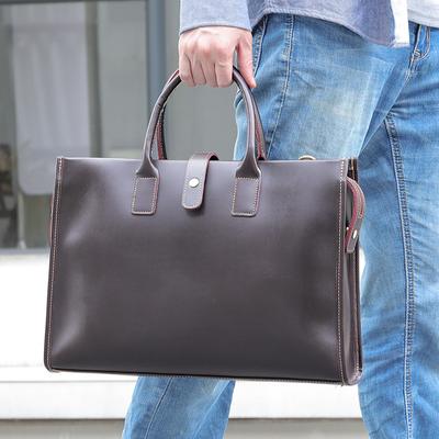 Men's Handbag Genuine Leather Business Computer Cowhide Official Document Bag Briefcase Shoulder Bag