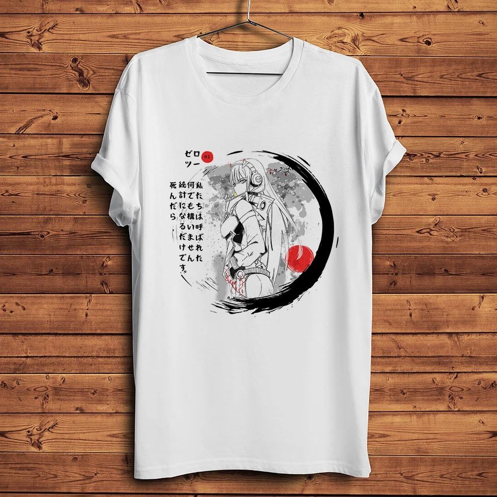 DARLING In FRANXX,Kawaii Waifu, ZERO TWO 02, Funny Anime Tshirt ,Men White Casual T-Shirt ,Unisex Otaku Streetwear Tee