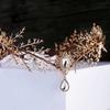 Renaissance Bridal Forehead Chain Green Gemstone Branch Leaf Headpiece  Outdoor Photo Prop