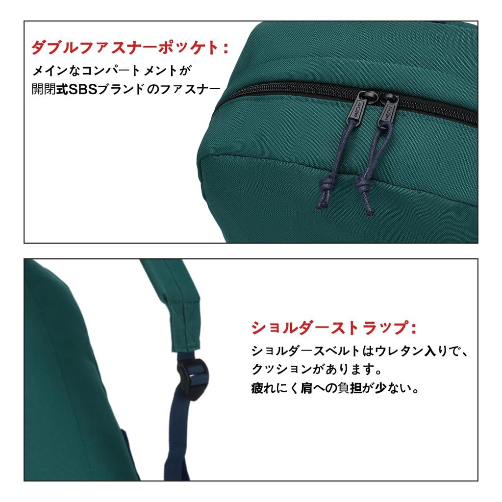 Vaschy Backpack for Men and School and Large A4 Emerald Green and Royal for High School and Kids Women, Commuting, Capacity, Lightweight, Size,