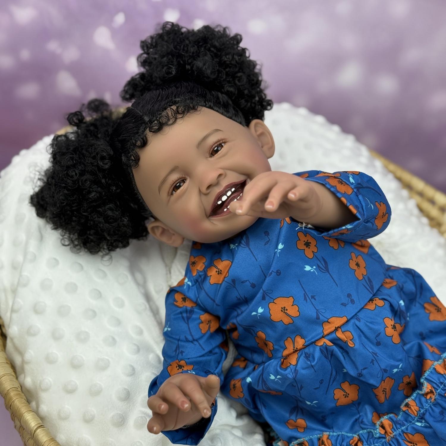 

BZDOLL 60 CM 24 Inch Reborn Toddler Smiling Baby Doll Toy For Girl Cloth Body Vinyl Limbs Doll Princess Toddler Play House Toy Gift cloth body doll