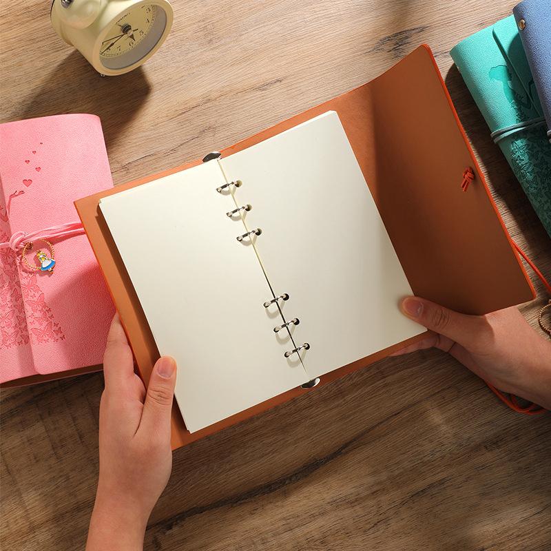 Vintage Stock Notebook Customizable Tied Tri-Fold Notepad Student Notebook Travel Card Cover Stamping Book Origin China