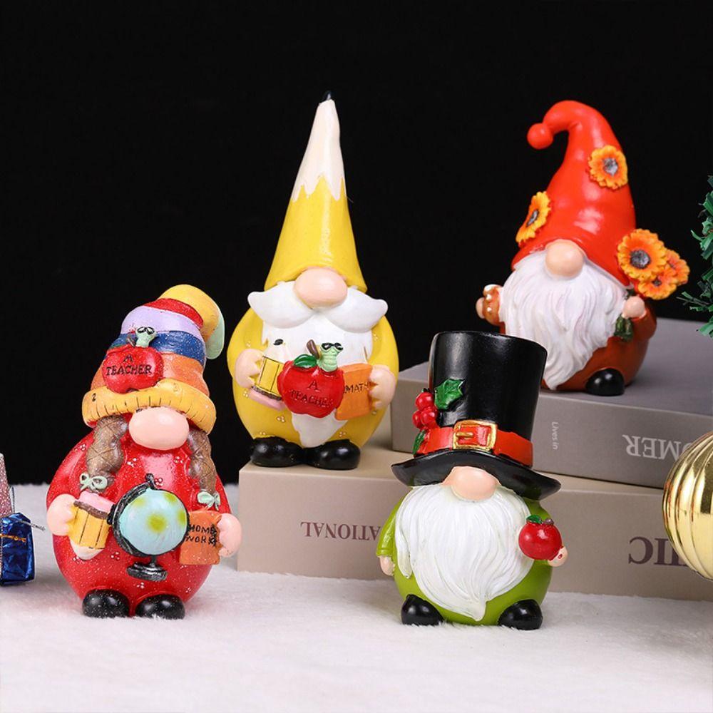 Urocza ozdoba świątecznego gnoma Eleganckie rękodzieło z żywicy Bez twarzy figurka staruszka Kolorowa dekoracja Wesołych Świąt Upominki na przyjęcie