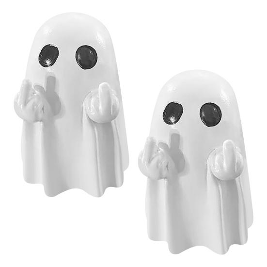Halloween Ghost Figurine Cute Small Finger Ghost Statue Spooky Resin