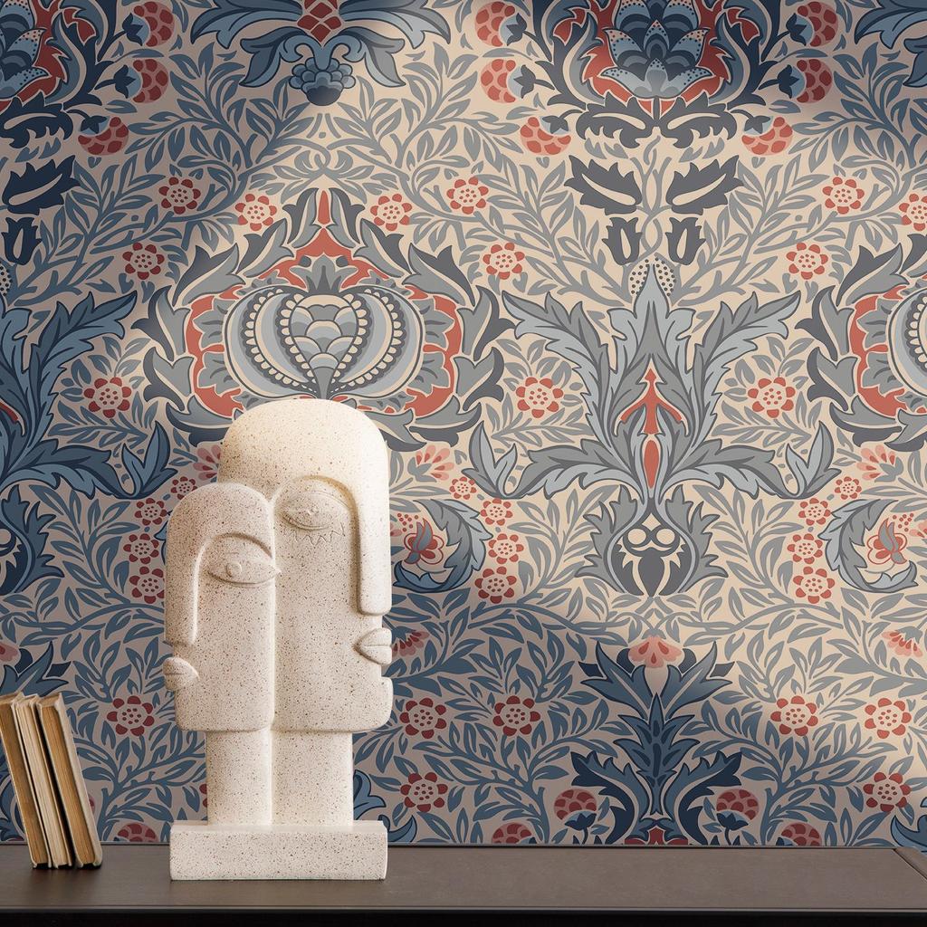 Floral Bohemian Wallpaper Peel and Stick Vintage Flower Wall Papers Removable PVC Furniture Cabinet Sticker