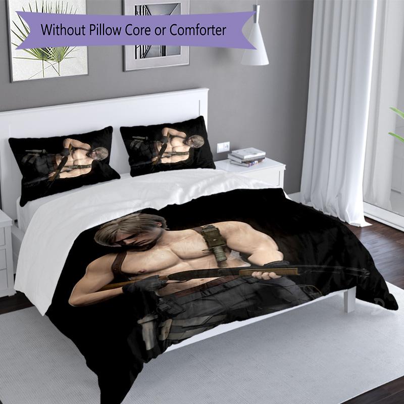 3pcs Resident Evil Leon S. Kennedy2 pattern bedding set duvet cover set includes duvet cover &pillowcases, perfect all season bedroom decoration & gif