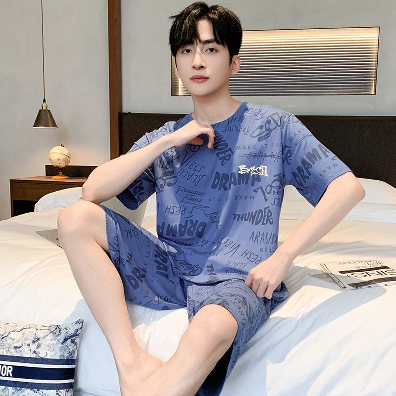 Men's Modal Summer Pajama Set: Short Sleeve & Shorts, Casual Plus Size Homewear
